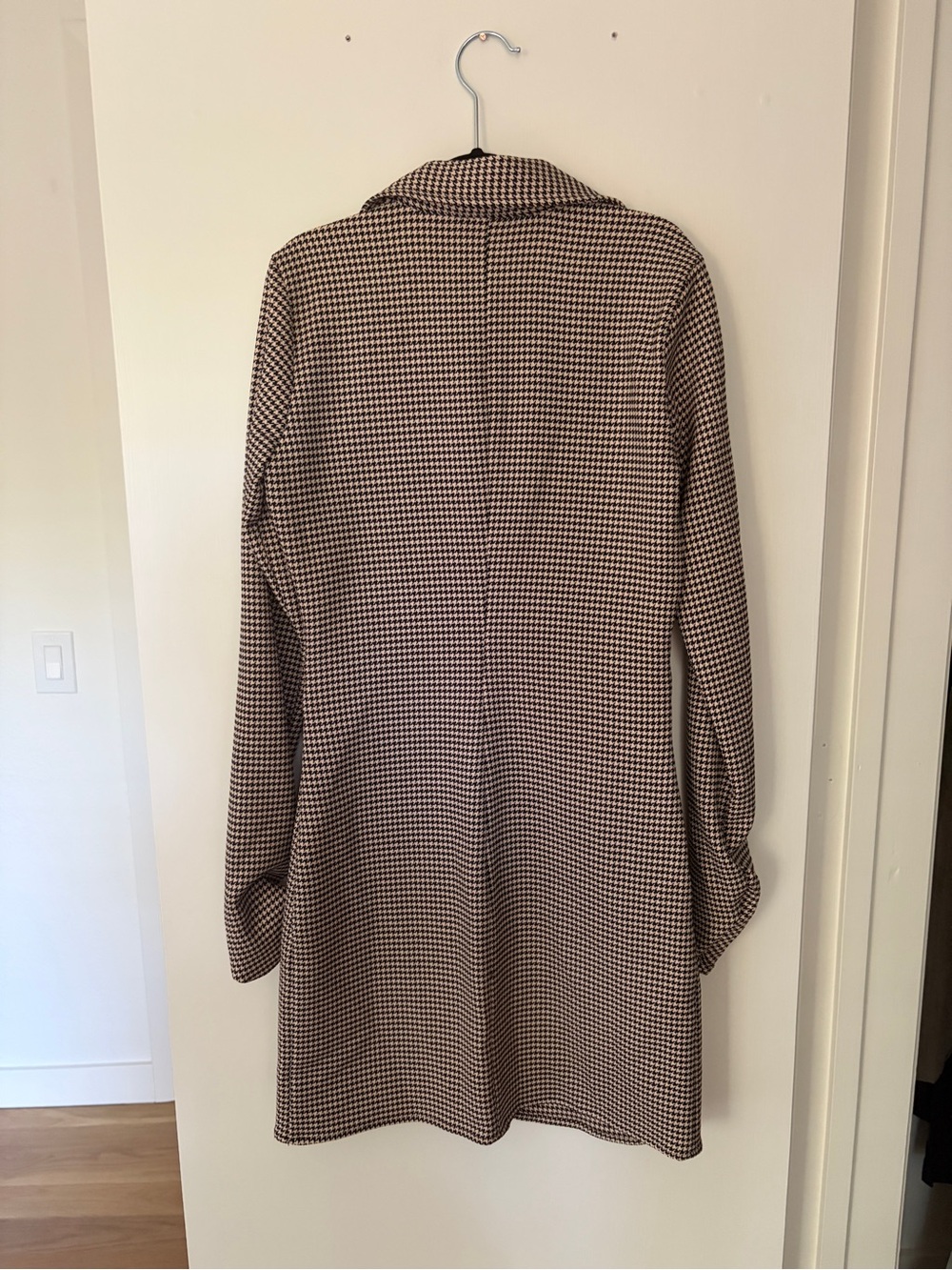 NWT Zara Houndstooth Ruched Button Front Mini Dress - Picture 4 of 5